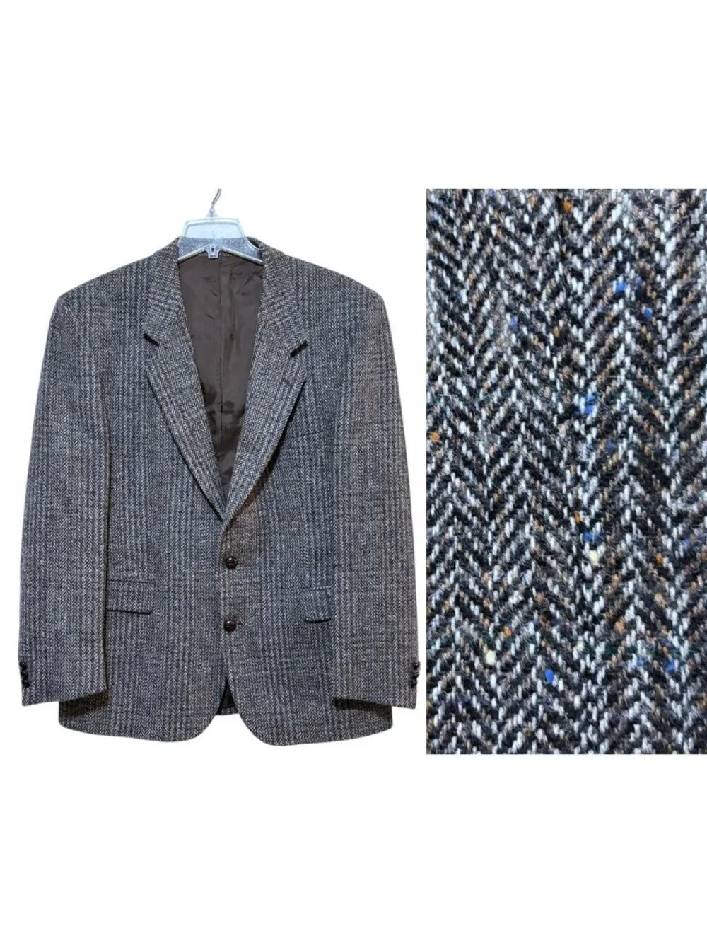 Vintage Triona Jacket 44R Blazer Sport Coat Tweed Herringbone Ireland 100% Wool